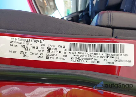 2013 Dodge Durango Sxt из США, поврежденный, VIN 1C4RDJAG4DC608637